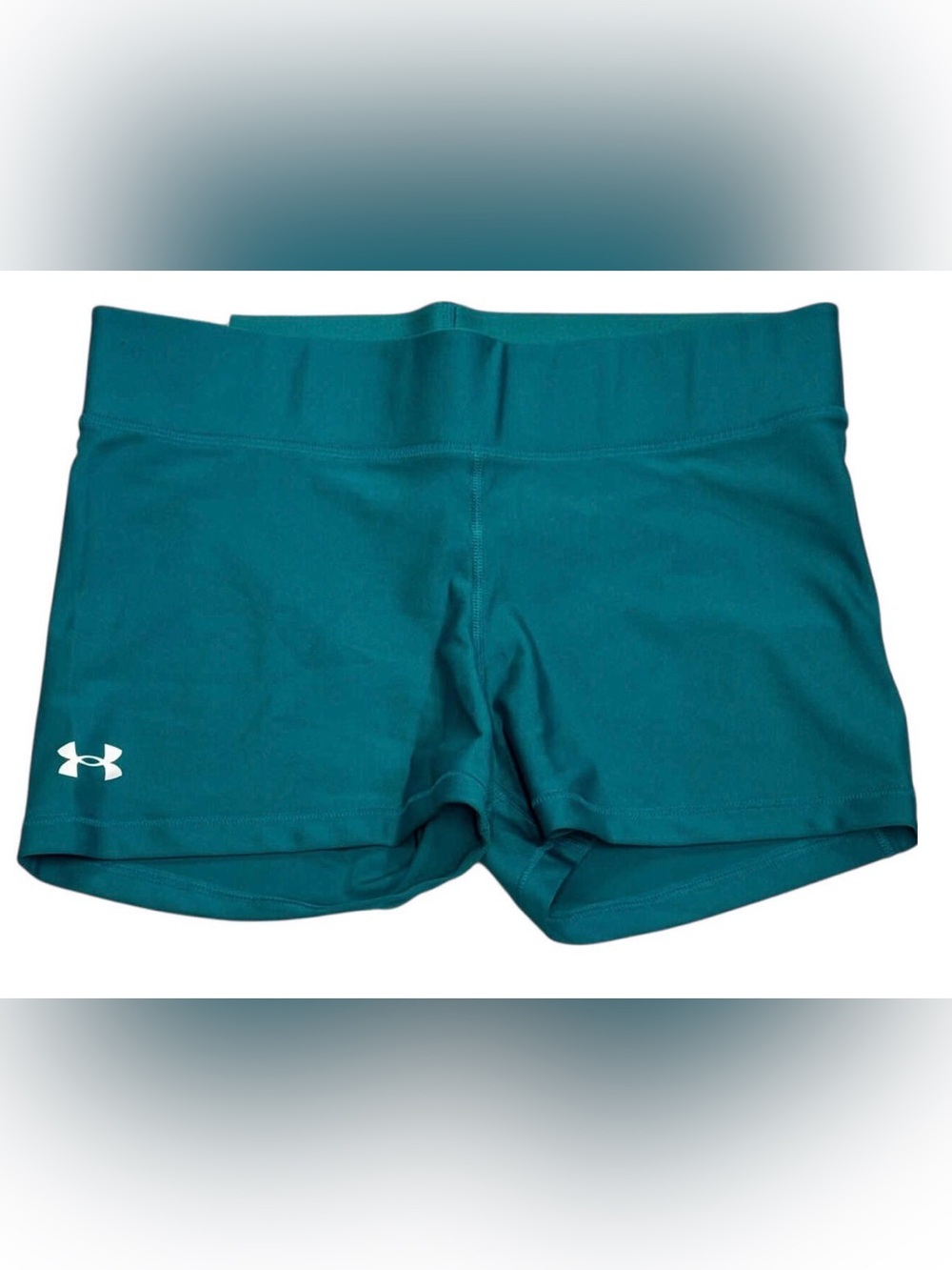 •UNDER ARMOUR•NWOT WOMENS TEAL PERFORMANCE COMPRESSION SPANDEX SHORTS SIZE LARGE